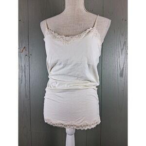 Y2K Aeropostale Cami Tank Top Large Cream Sequins Lace Coquette Preppy Retro‎